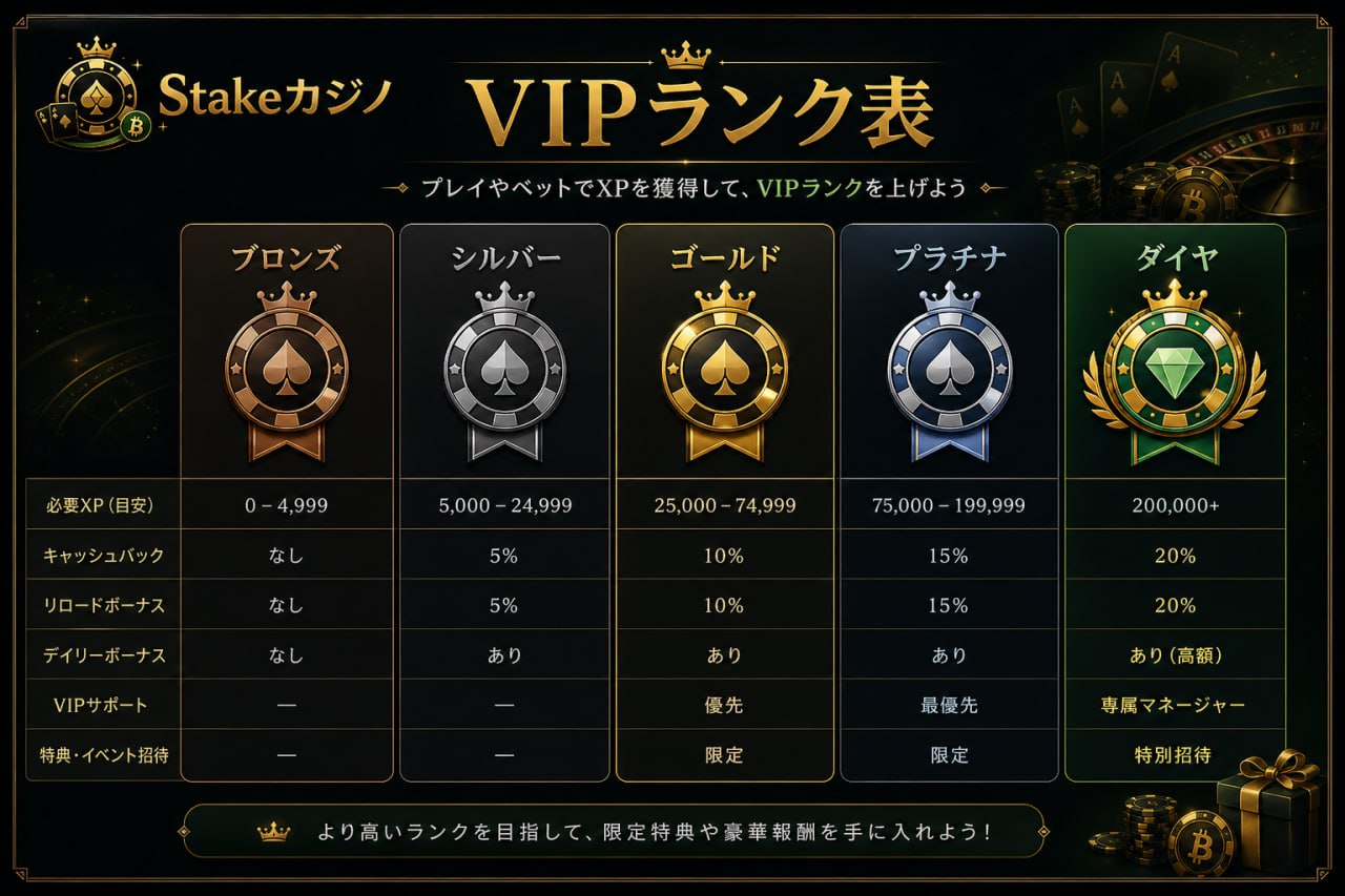 StakeカジノVIPランク表